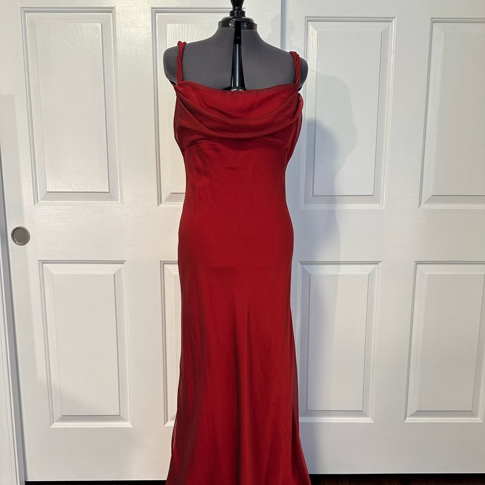 Red formal gown full length